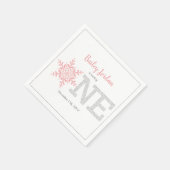 Schneeflocken Rosa & Silber Glitzer 1. Geburtstag Serviette (Ecke)