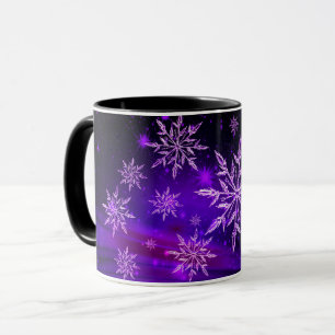 Schneeflocken rosa und lila Winterschneeflocke Tasse