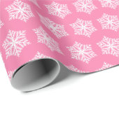 Schneeflocken Rosa und weiße Weihnachten Geschenkpapier (Rolleneckpunkt)