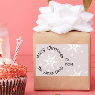 Schneeflocken Rosa Weihnachten Rechteckige Aufkleb Rechteckiger Aufkleber