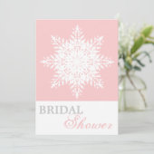 Schneeflocken, rosa, weißes Brautparty Einladung (Stehend Vorderseite)