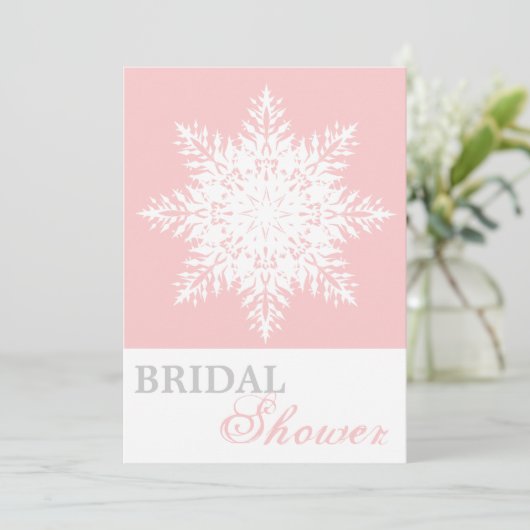 Schneeflocken, rosa, weißes Brautparty Einladung (Stehend Vorderseite)