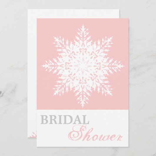 Schneeflocken, rosa, weißes Brautparty Einladung (Vorne/Hinten)