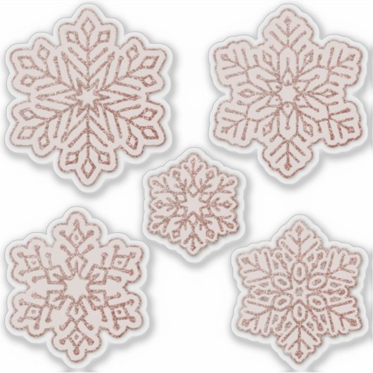 Schneeflocken Rose Gold Glitzer Pink Aufkleber (Vorderseite)