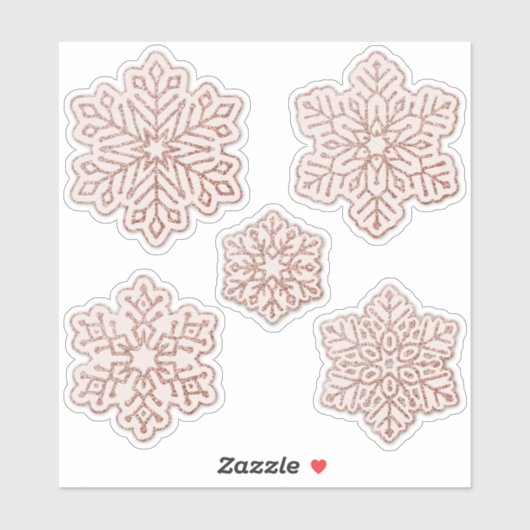 Schneeflocken Rose Gold Glitzer Pink Aufkleber (Blatt)