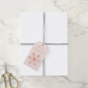 Schneeflocken-Roségold und Rosa Frohe Weihnachten Geschenkanhänger