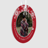 Schneeflocken Rot 1. Weihnachten als Oma-Foto Ornament (Vorderseite)