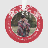 Schneeflocken Rot 1. Weihnachten als Oma-Foto Ornament (Vorderseite)