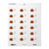 Schneeflocken Rot-Gold-Grün Weihnachtsbaum Schneef Adressaufkleber (Vorne)