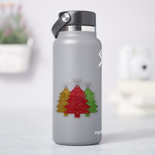 Schneeflocken Rot-Gold-Grün Weihnachtsbaum Schneef Aufkleber (HydroFlask)