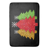 Schneeflocken Rot-Gold-Grün Weihnachtsbaum Schneef Badematte (Vorderseite Vertikal)