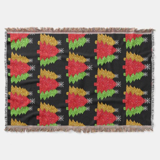 Schneeflocken Rot-Gold-Grün Weihnachtsbaum Schneef Decke (Vorderseite)