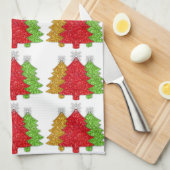 Schneeflocken Rot-Gold-Grün Weihnachtsbaum Schneef Geschirrtuch (Viertel Falte)