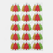 Schneeflocken Rot-Gold-Grün Weihnachtsbaum Schneef Geschirrtuch (Vertikal)