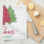 Schneeflocken Rot-Gold-Grün Weihnachtsbaum Schneef Geschirrtuch (Viertel Falte)