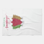 Schneeflocken Rot-Gold-Grün Weihnachtsbaum Schneef Geschirrtuch (Horizontal)