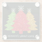 Schneeflocken Rot-Gold-Grün Weihnachtsbaum Schneef Glasuntersetzer (Rückseite)