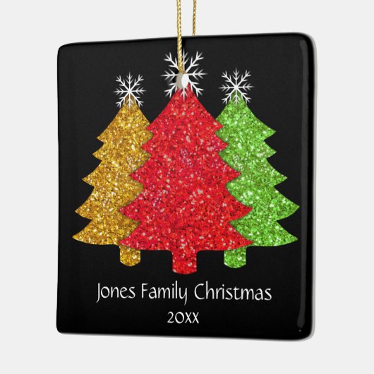 Schneeflocken Rot-Gold-Grün Weihnachtsbaum Schneef Keramikornament (Links)