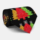 Schneeflocken Rot-Gold-Grün Weihnachtsbaum Schneef Krawatte (Gerollt)