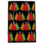 Schneeflocken Rot-Gold-Grün Weihnachtsbaum Schneef Mittlere Geschenktüte (Vorderseite)