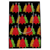 Schneeflocken Rot-Gold-Grün Weihnachtsbaum Schneef Mittlere Geschenktüte (Rückseite)