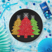 Schneeflocken Rot-Gold-Grün Weihnachtsbaum Schneef Pappteller (Party)