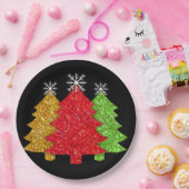 Schneeflocken Rot-Gold-Grün Weihnachtsbaum Schneef Pappteller (Party)