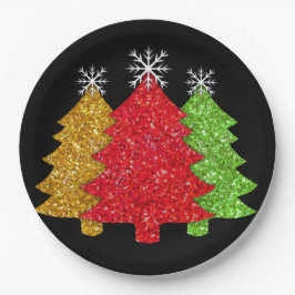 Schneeflocken Rot-Gold-Grün Weihnachtsbaum Schneef Pappteller