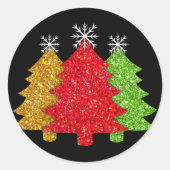 Schneeflocken Rot-Gold-Grün Weihnachtsbaum Schneef Runder Aufkleber (Vorderseite)