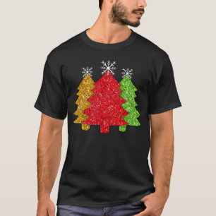 Schneeflocken Rot-Gold-Grün Weihnachtsbaum Schneef T-Shirt