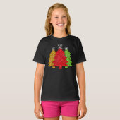 Schneeflocken Rot-Gold-Grün Weihnachtsbaum Schneef T-Shirt (Vorne ganz)