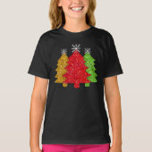 Schneeflocken Rot-Gold-Grün Weihnachtsbaum Schneef T-Shirt (Vorderseite)