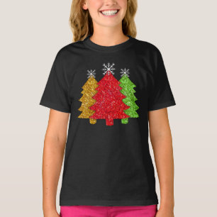 Schneeflocken Rot-Gold-Grün Weihnachtsbaum Schneef T-Shirt