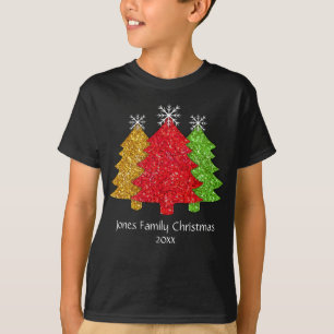 Schneeflocken Rot-Gold-Grün Weihnachtsbaum Schneef T-Shirt
