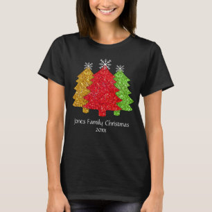 Schneeflocken Rot-Gold-Grün Weihnachtsbaum Schneef T-Shirt