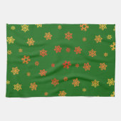 Schneeflocken (Rot & Gold) [Weihnachtsmuster] Geschirrtuch (Horizontal)
