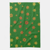 Schneeflocken (Rot & Gold) [Weihnachtsmuster] Geschirrtuch (Vertikal)