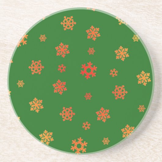 Schneeflocken (Rot & Gold) [Weihnachtsmuster] Getränkeuntersetzer (Vorne)