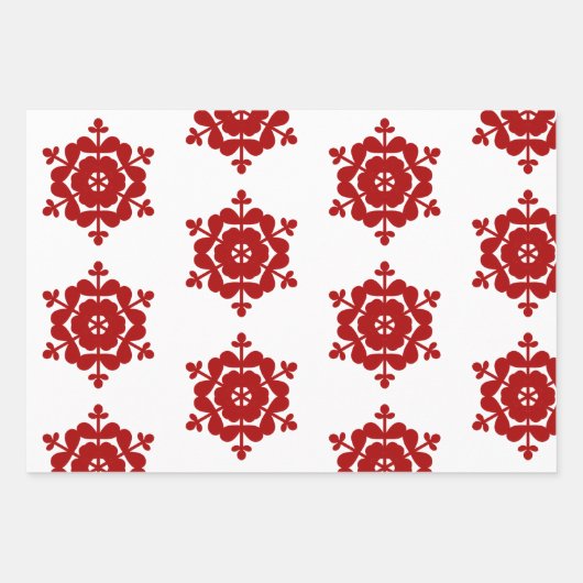 Schneeflocken Rot Grün Geschenkpapier Set (Vorderseite 3)