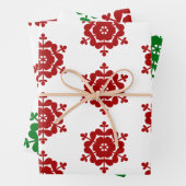 Schneeflocken Rot Grün Geschenkpapier Set (Beispiel)