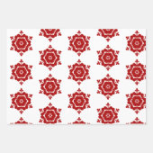 Schneeflocken Rot Grün Geschenkpapier Set (Vorderseite)
