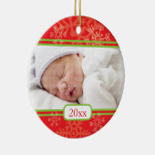 Schneeflocken: Rot Keramik Ornament (Rechts)