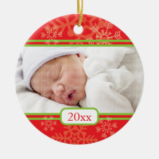 Schneeflocken: Rot Keramik Ornament