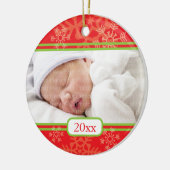 Schneeflocken: Rot Keramik Ornament (Links)