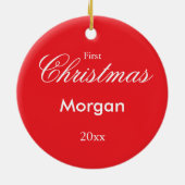 Schneeflocken: Rot Keramik Ornament (Hinten)