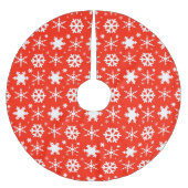 Schneeflocken Rot Polyester Weihnachtsbaumdecke (Vorderseite)