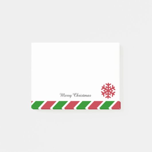 Schneeflocken Rot und Grün Strichen Weihnachten Post-it Klebezettel (Vorderseite)