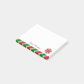 Schneeflocken Rot und Grün Strichen Weihnachten Post-it Klebezettel (angewinkelt)