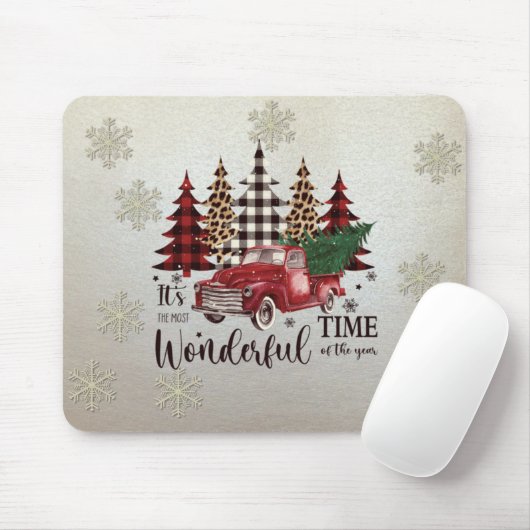 Schneeflocken, rote LKW-Kiefer Mousepad (Mit Mouse)