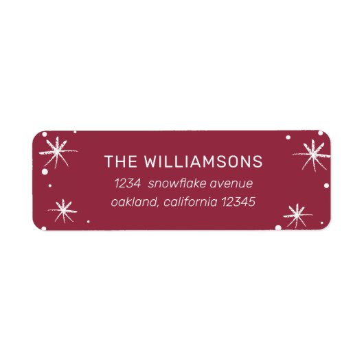 Schneeflocken Rote und Weiße Rücksendeadresse (Vorne)